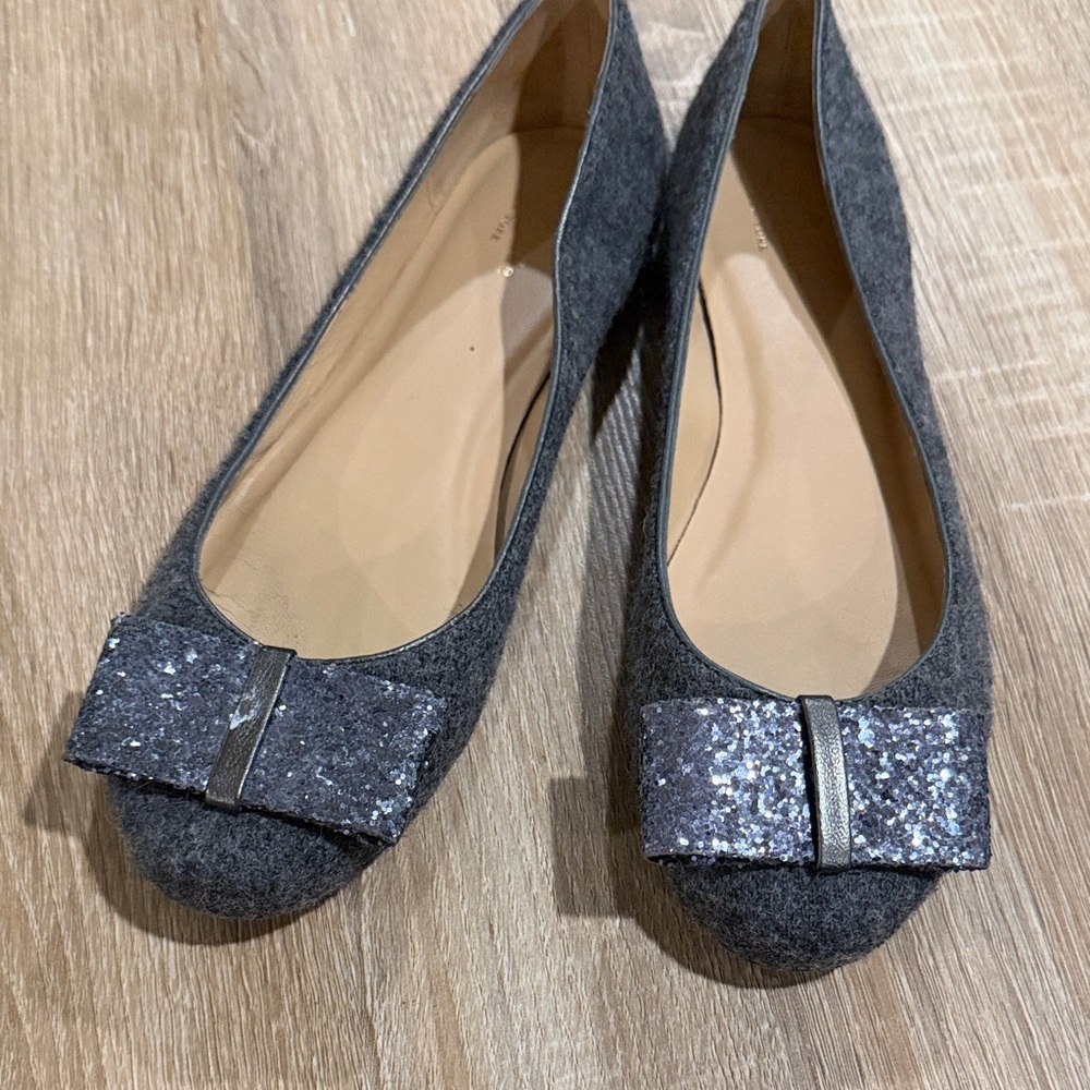 Kate Spade Gray Bow-Accent Women's Flats
